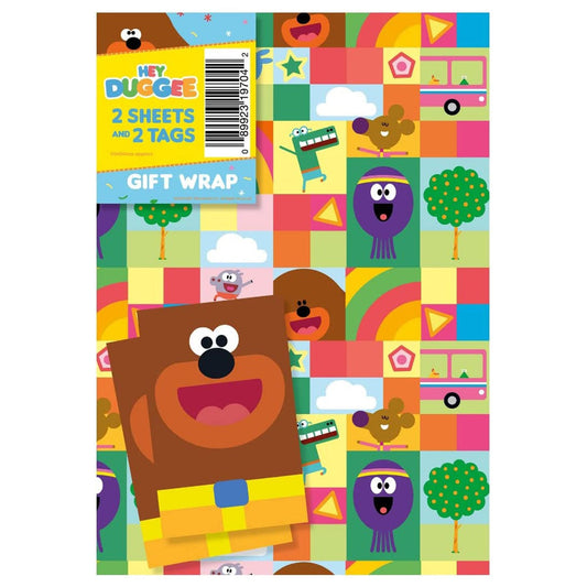 Hey Duggee Wrapping Paper - 2 Sheets and 2 Tags