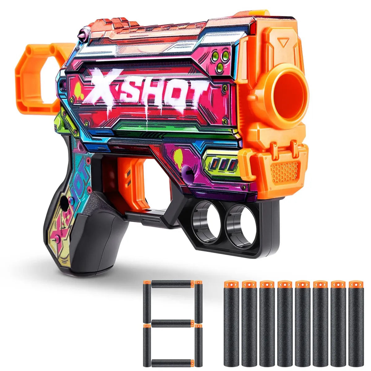 X-Shot Skins Menace Blaster - 8 Darts (Styles Vary) - 27M Range