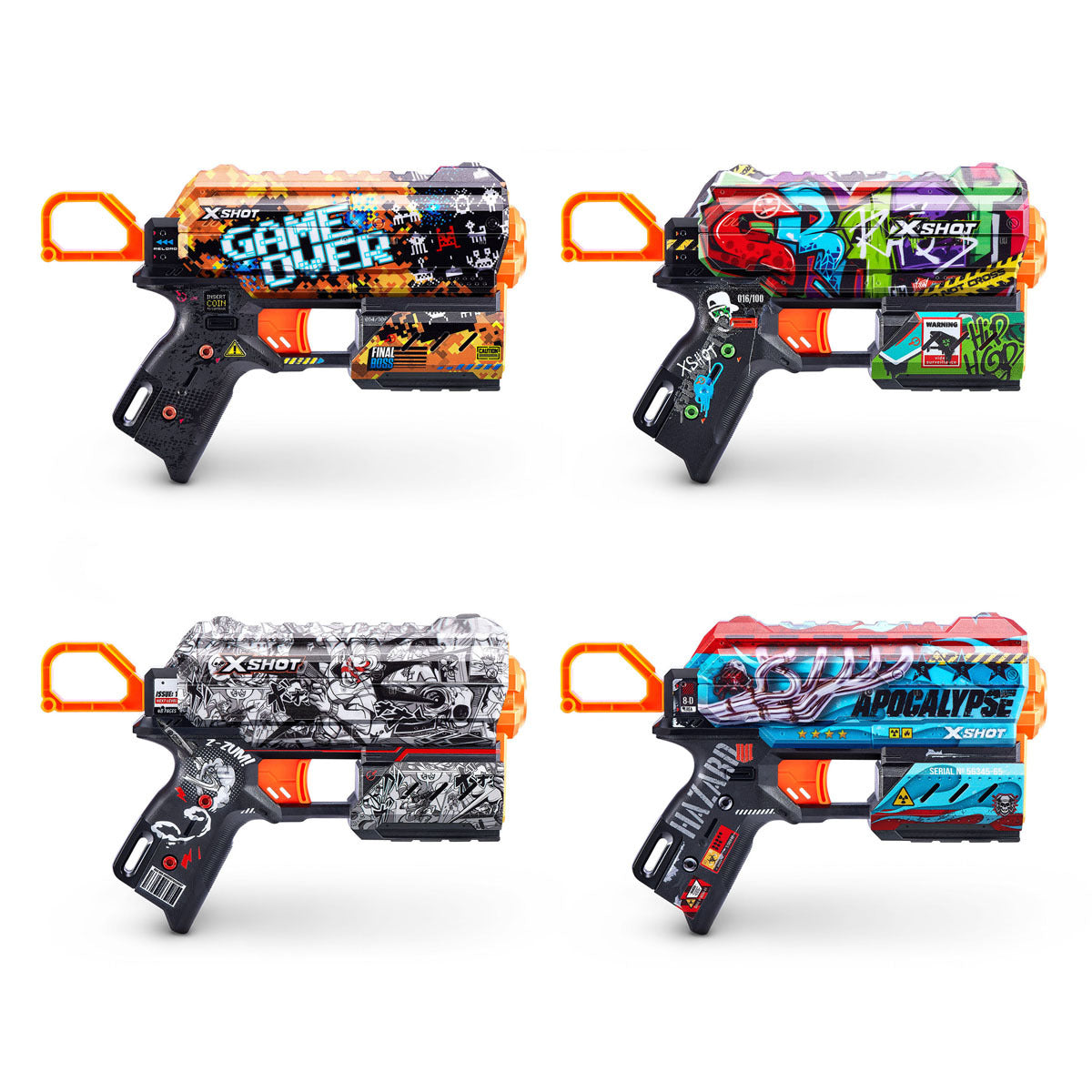 X-Shot Skins Flux Blaster with 8 Darts (Colours Vary) - 27M Range
