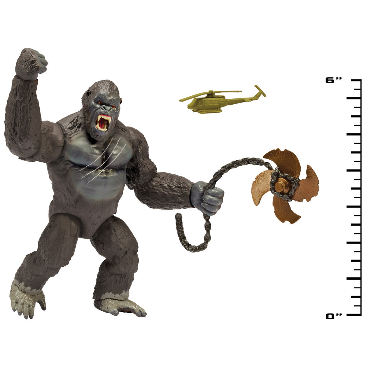 Monsterverse Kong Skull Island - Ferocious Kong 15cm Figure with Helicopter & Chain Propeller