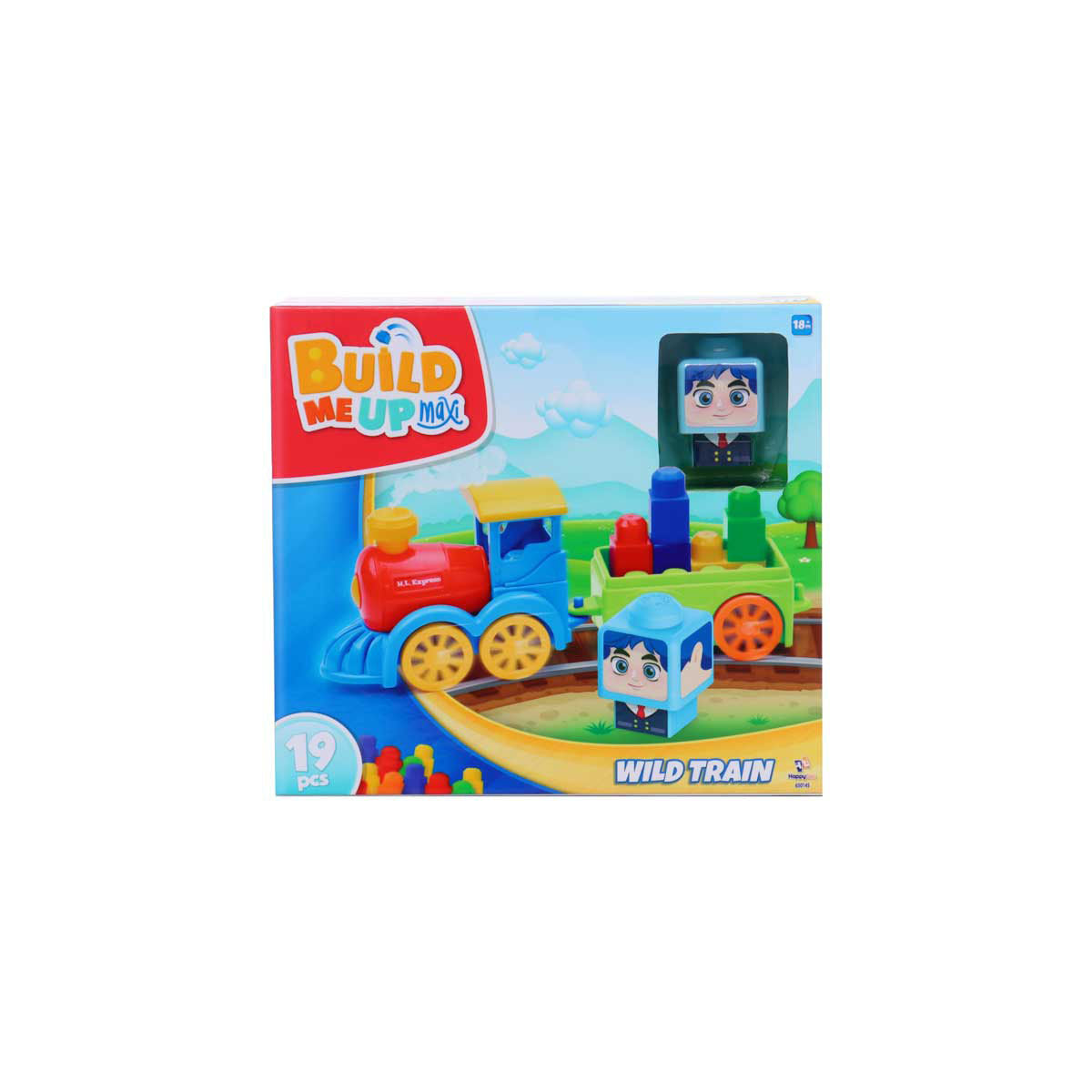 Build Me Up Maxi Wild Train Building Bricks Playset - 19 Pieces