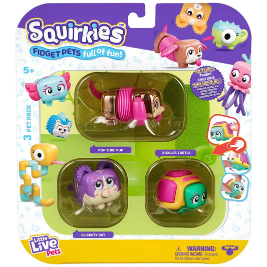 Little Live Pets Squirkies Metallic Pop Tube Pup 3 Pack