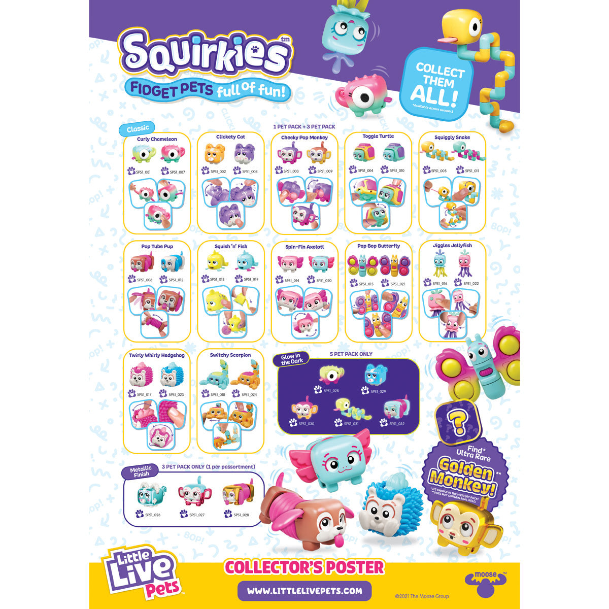 Little Live Pets Squirkies Metallic Cheeky Pop Monkey 3 Pack