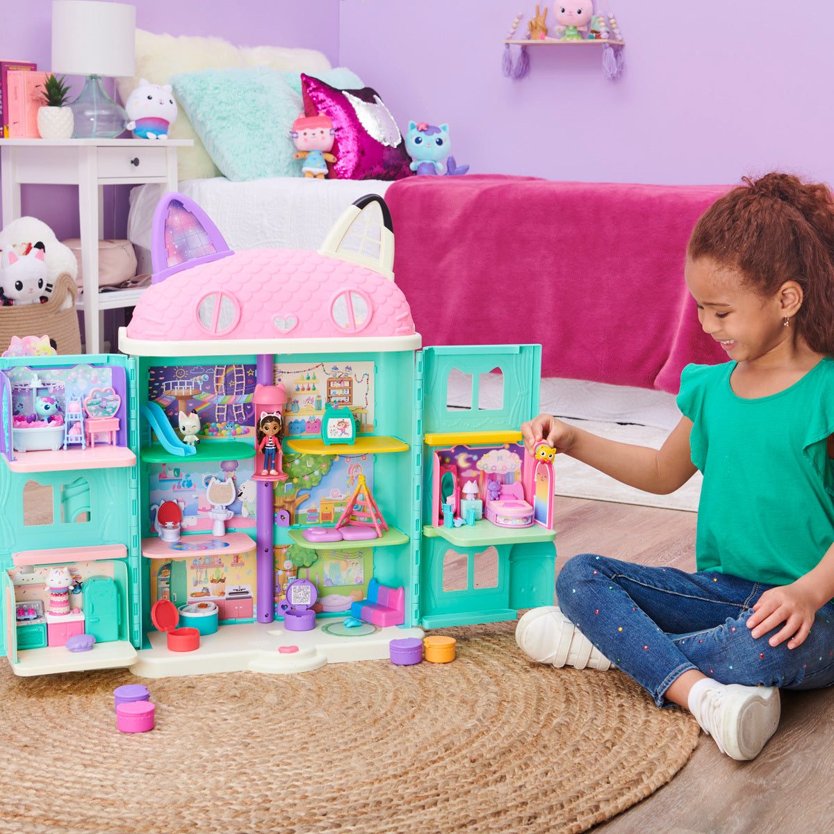 Gabby's Dollhouse Pillow Cat Sweet Dreams Bedroom Playset