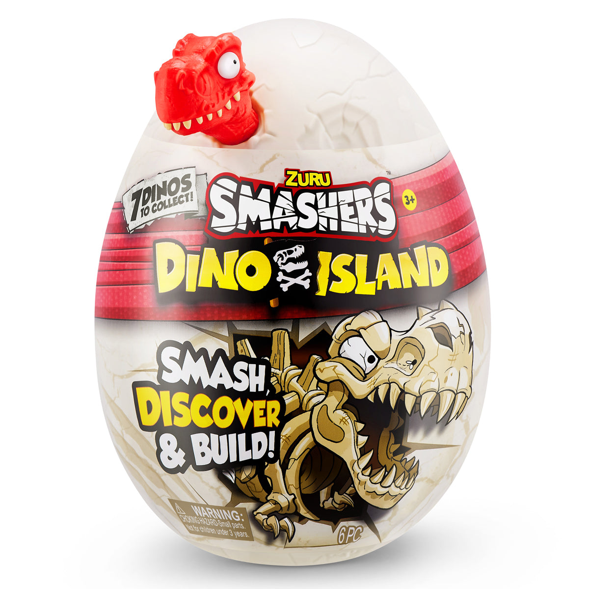 ZURU SMASHERS Dino Island Nano Egg – Confezione Da 3 Uova Con 10 Sorprese Preistoriche E Statuetta Pirata