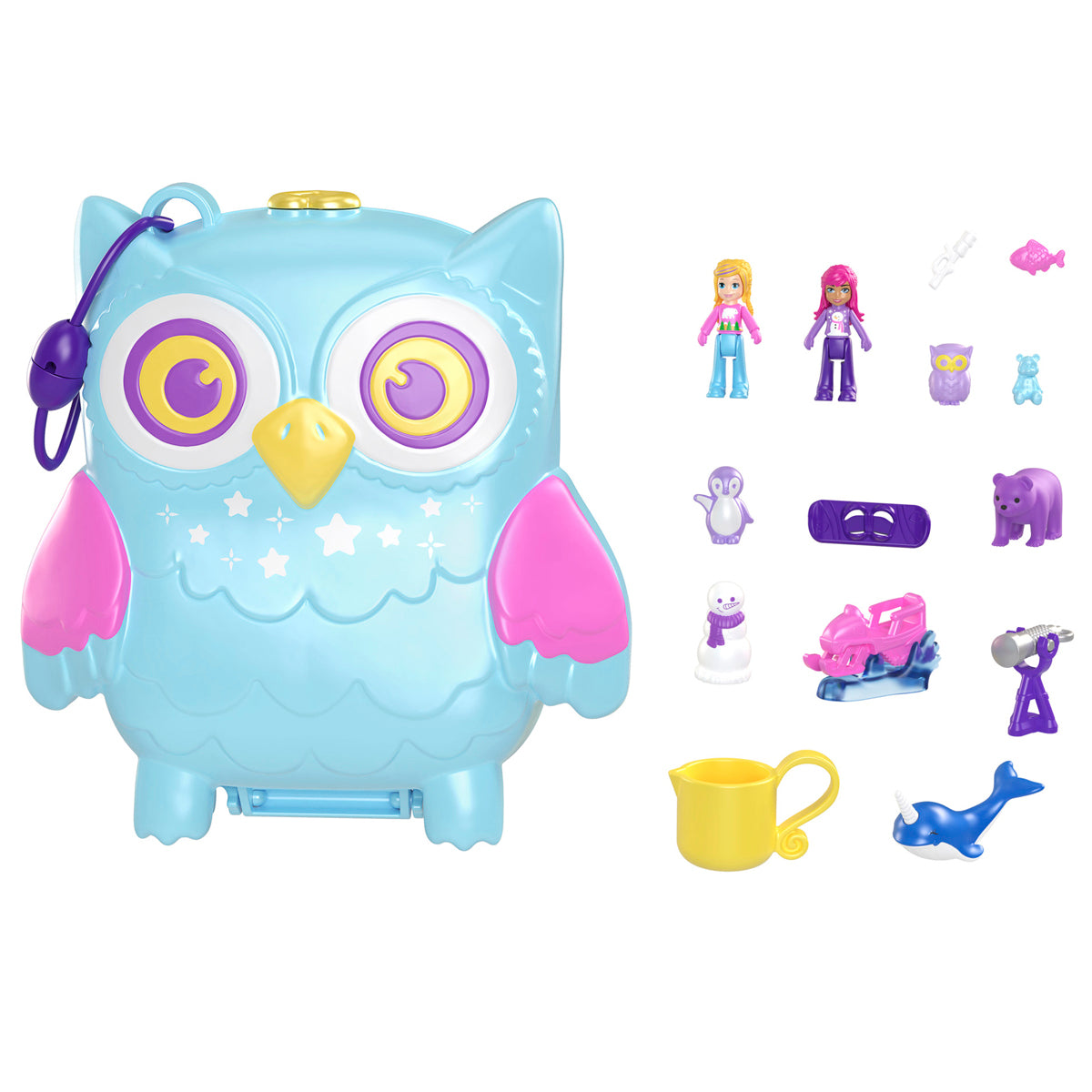 Polly Pocket Pajama Party Snowy Sleepover Owl Compact Playset