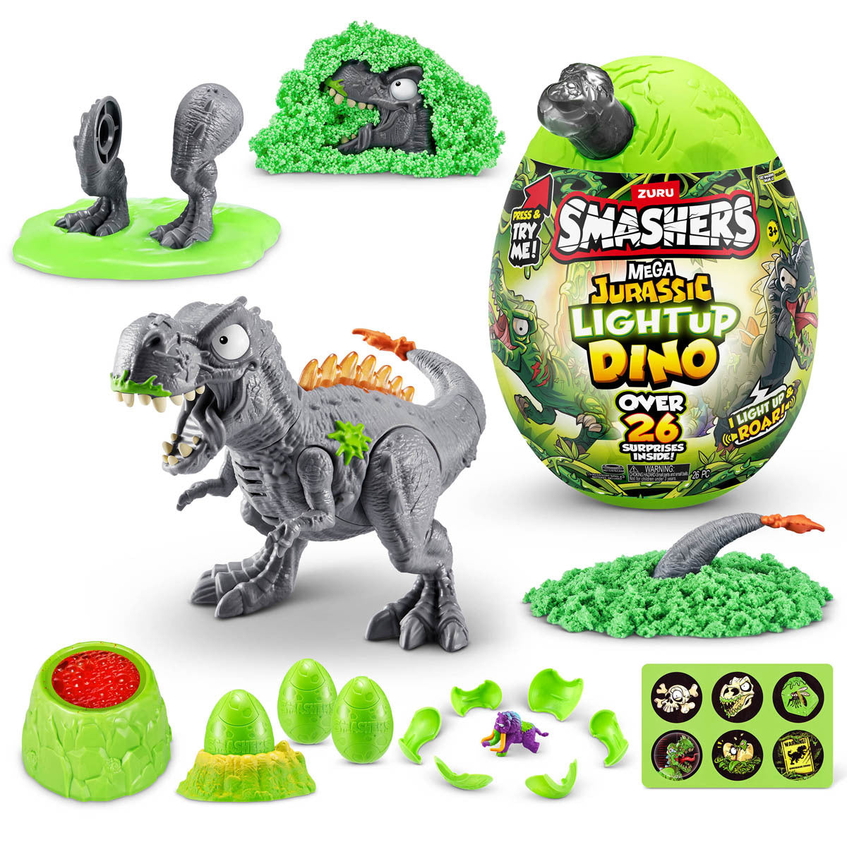 Smashers Mega Jurassic Light Up Dino Egg by ZURU (Styles Vary)