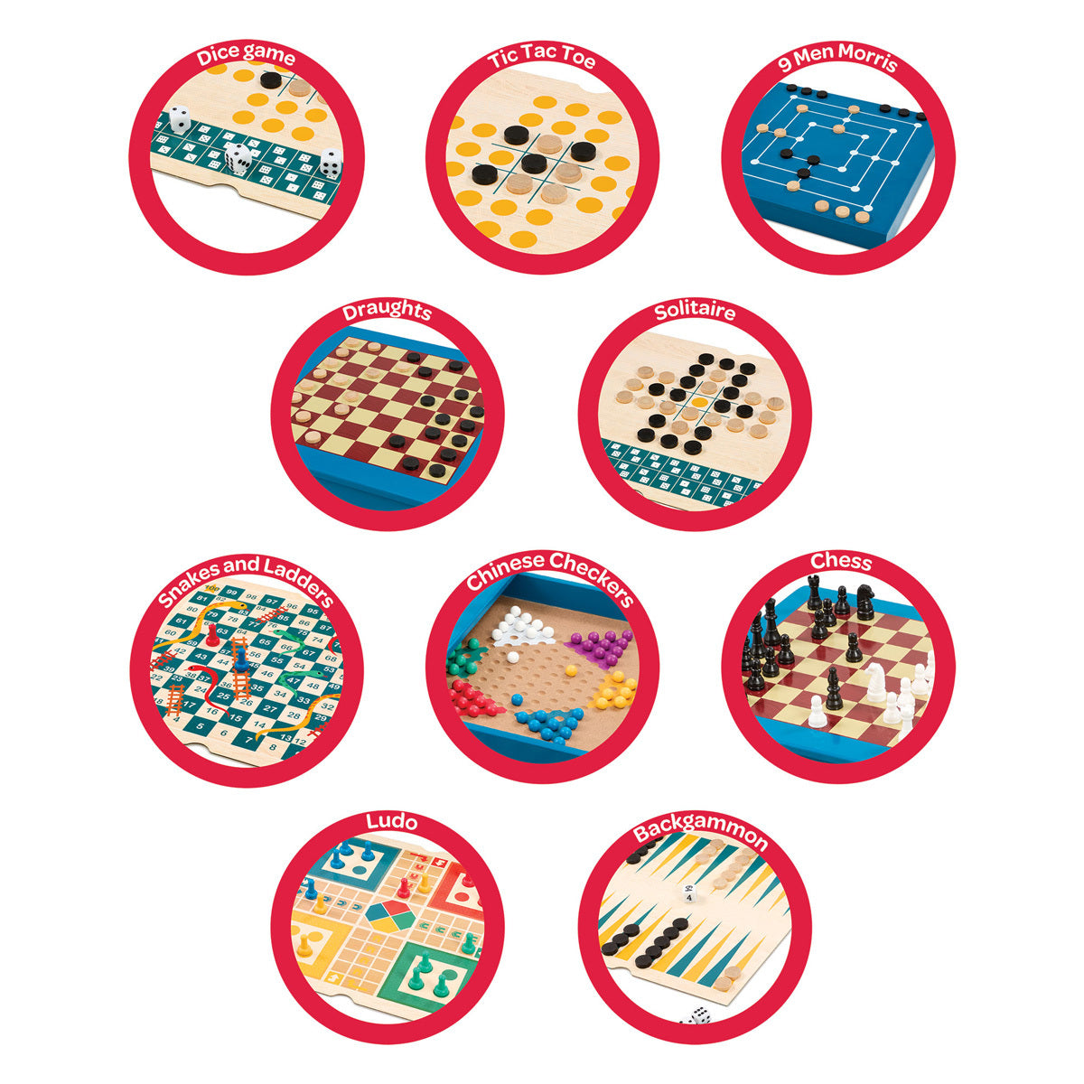 Addo Games Wooden 10in1 Classic Games