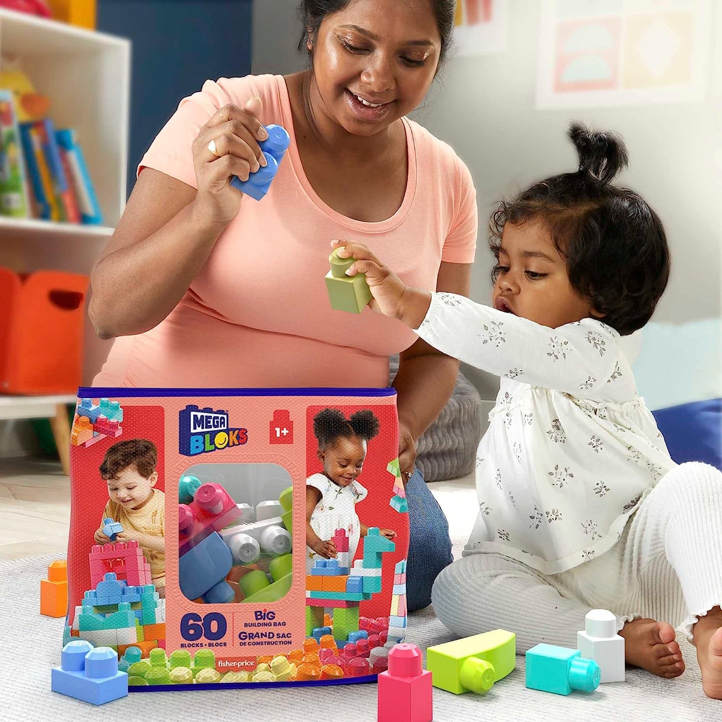 Mega Blocks Big Building Bag 60Pc Classic Pink