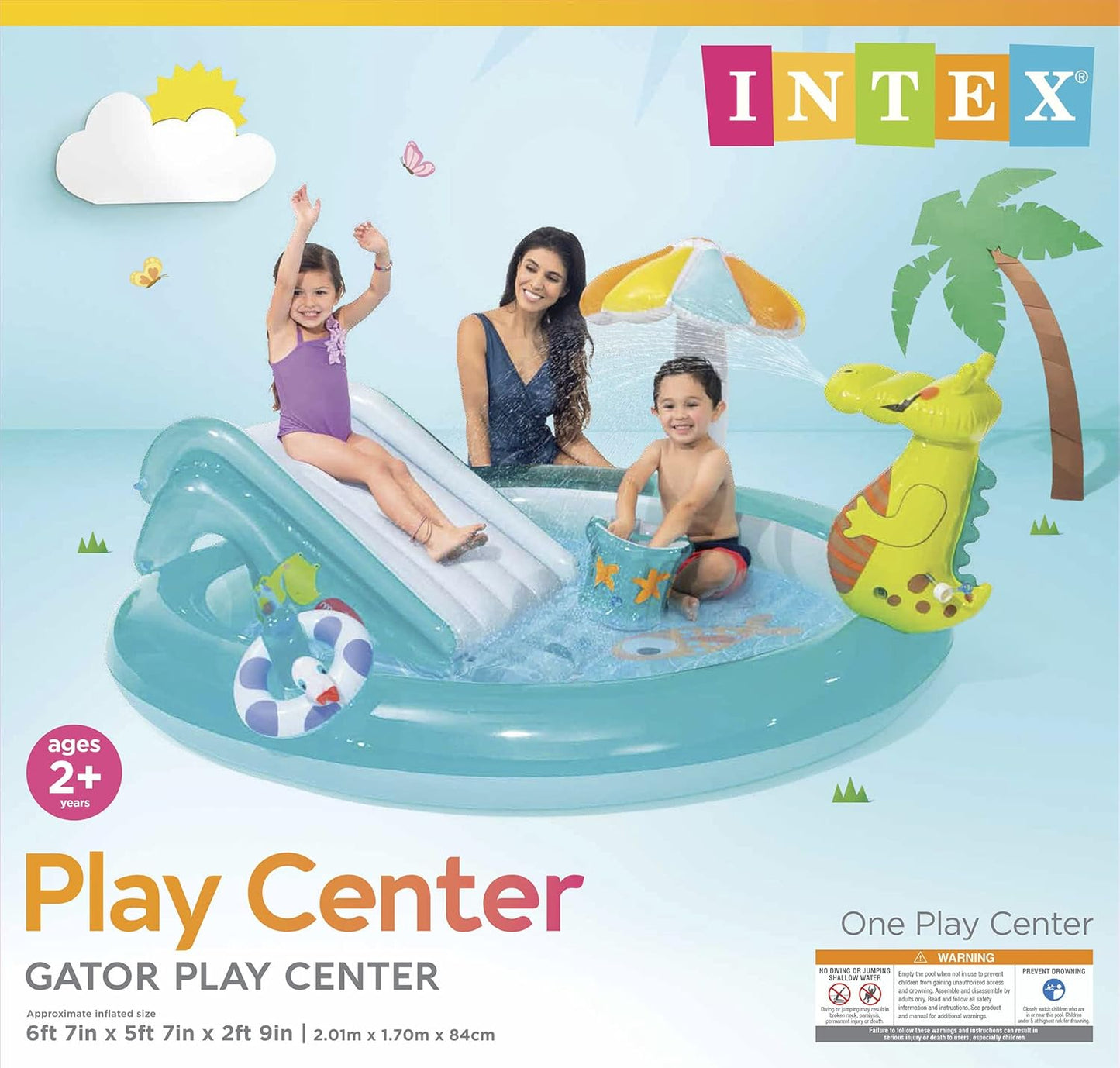 Intex Gator Outdoor Inflatable Kiddie Pool Water Play Swim Center