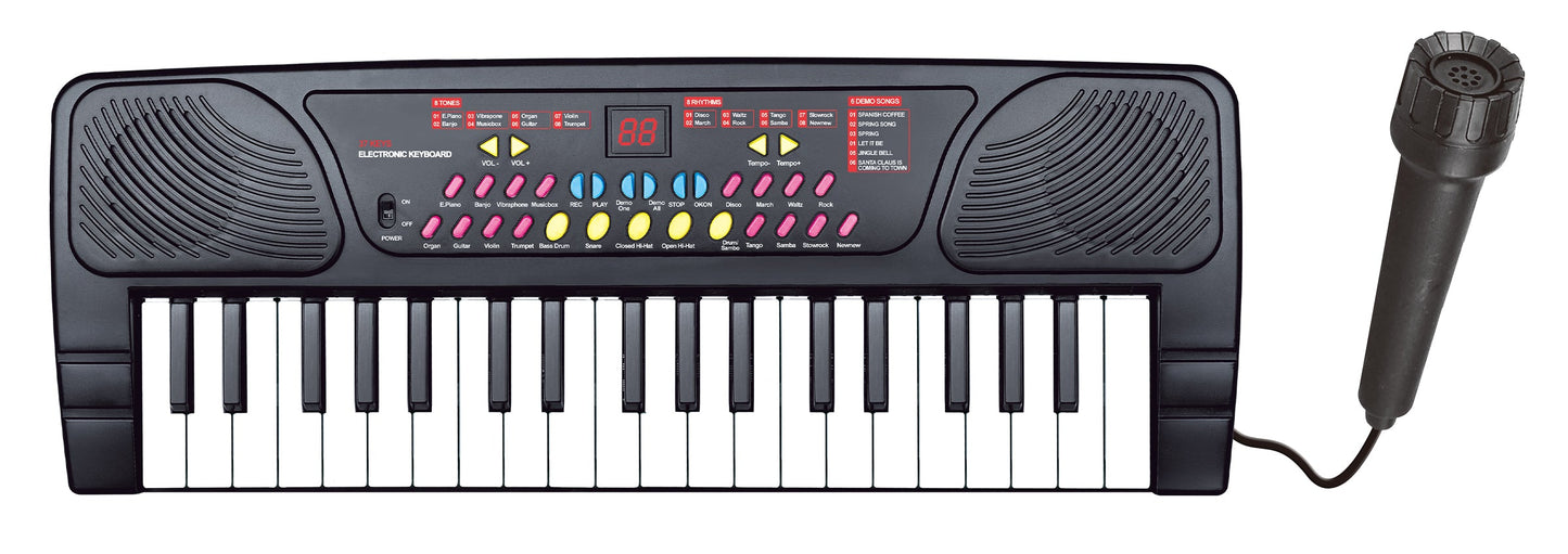 Power Joy Music Keyboard 37 Keys with Mic Battery Operated