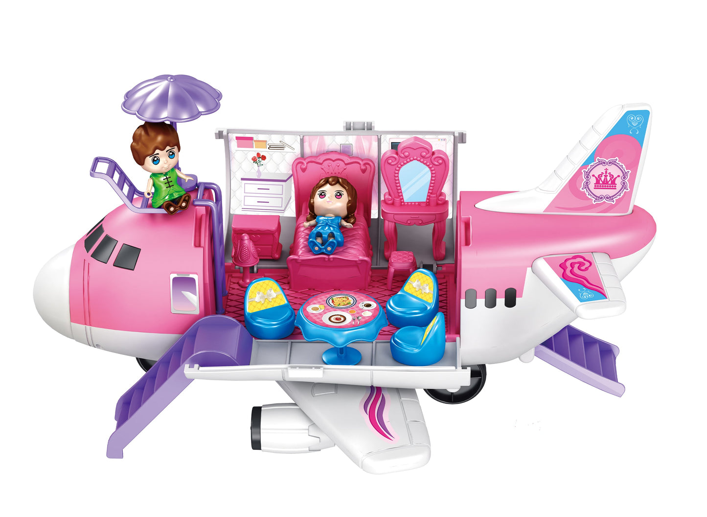 Power Joy Playhome Airplane Playset With 2 Dolls