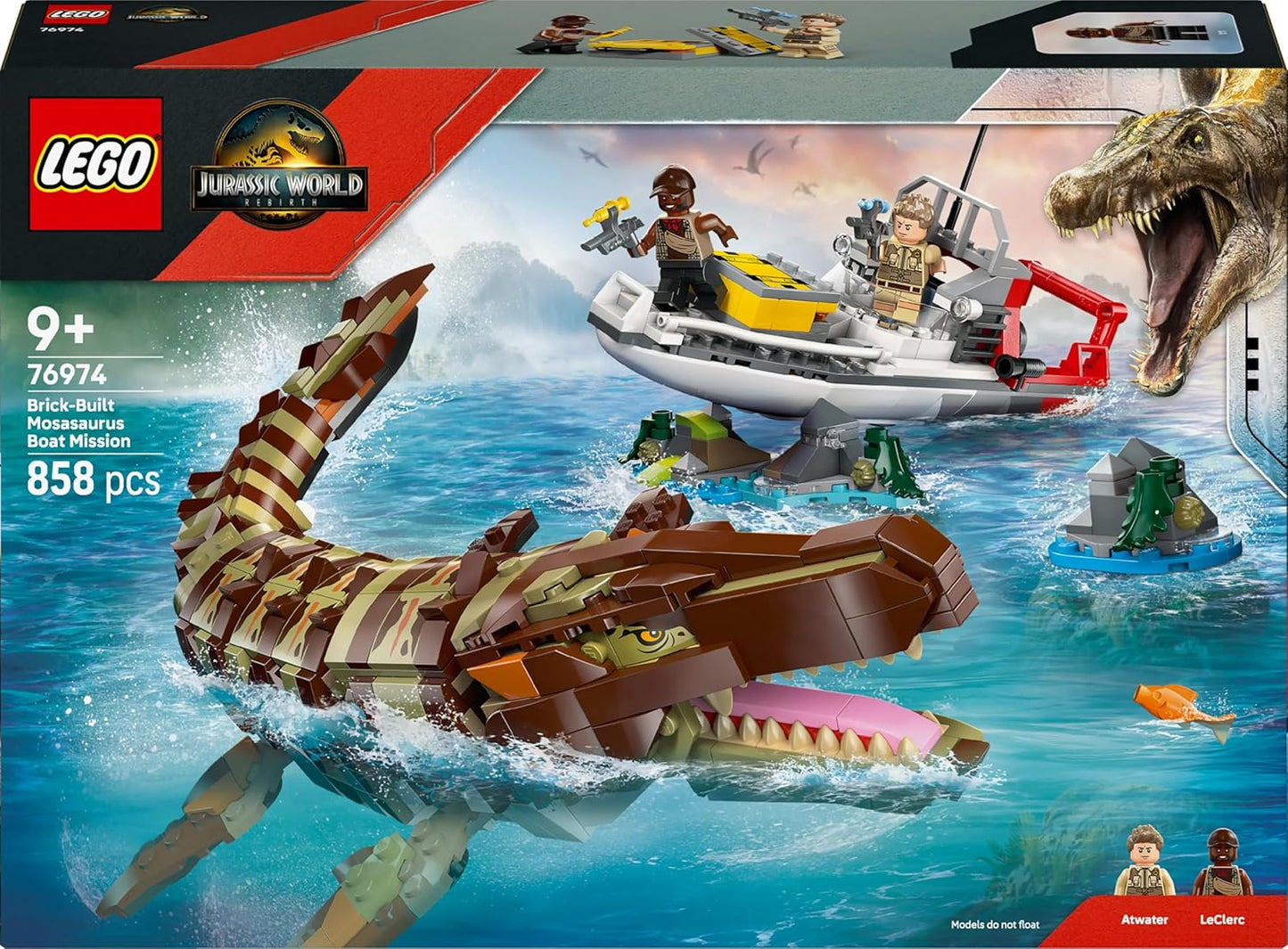 Lego Jurassic World Brick-Built Mosasaurus Boat Mission 76974