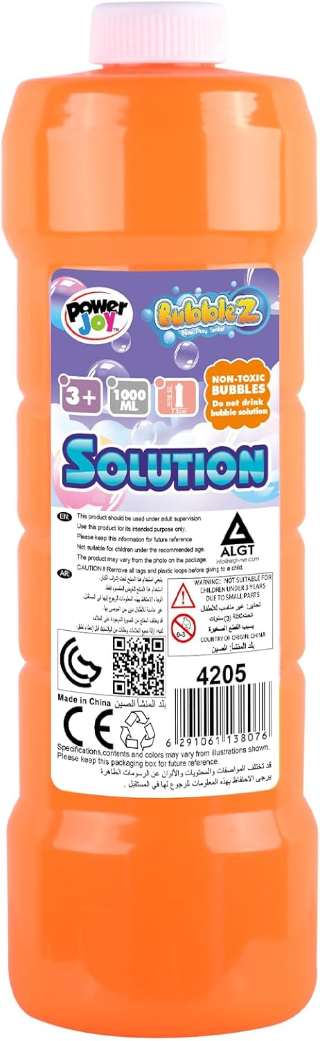 Power Joy - Bubble Solution Bottle 1 Liter (Styles Vary)