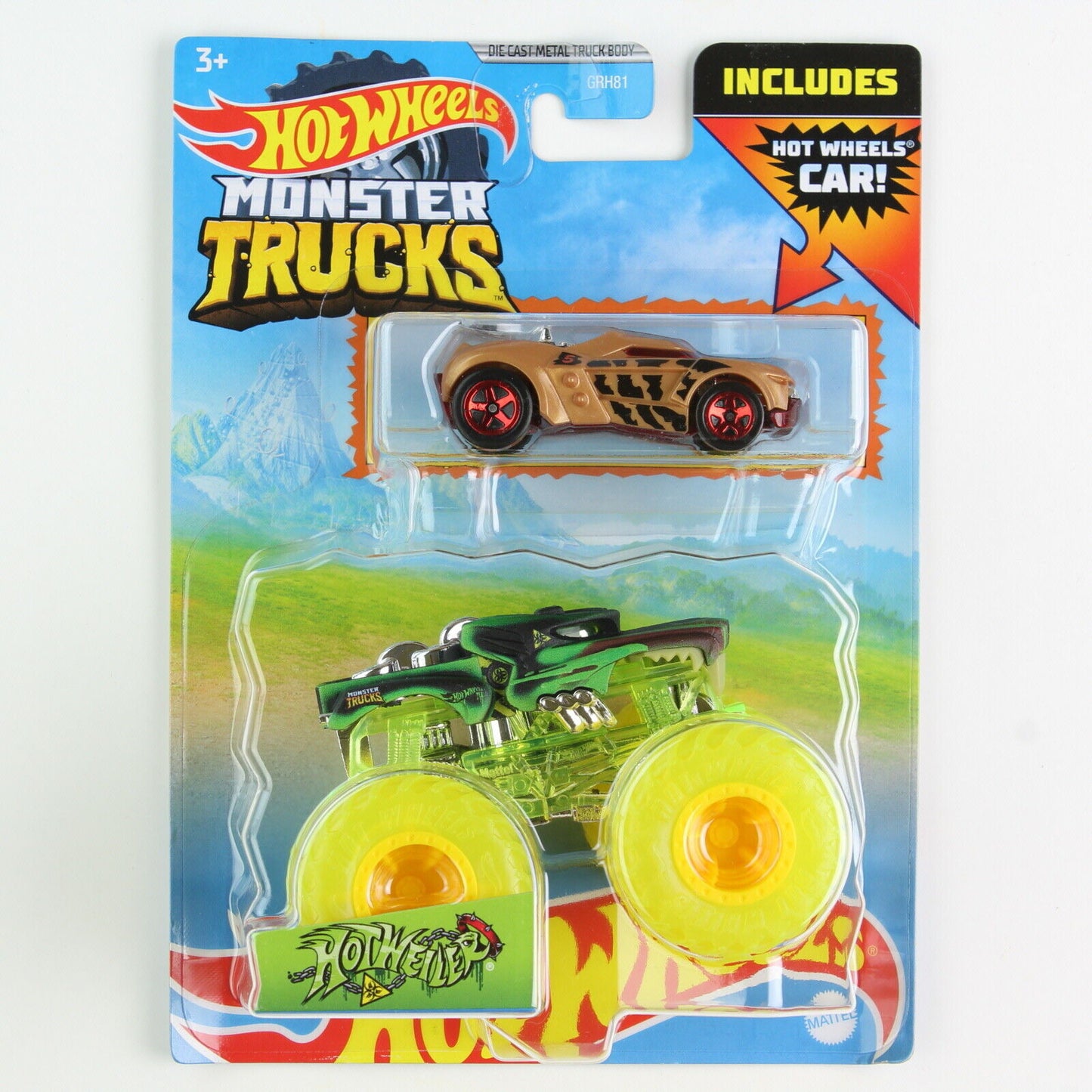 Hot Wheels Monster Trucks 1:64 Scale With Crushed Die-Cast Car (Styles Vary)