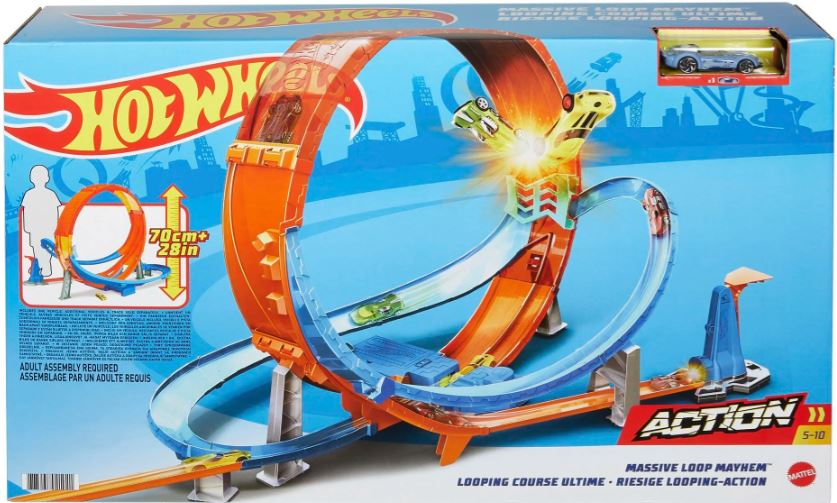 Hot Wheels Massive Loop Mayhem Track Set with Launcher