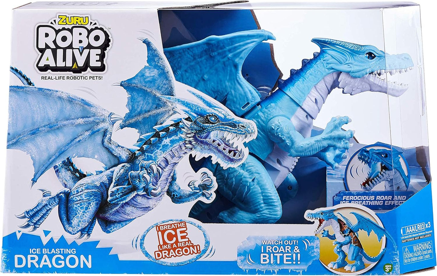 Robo Alive Interactive Fire Breathing Roaring Dragon By ZURU (Colors Vary)