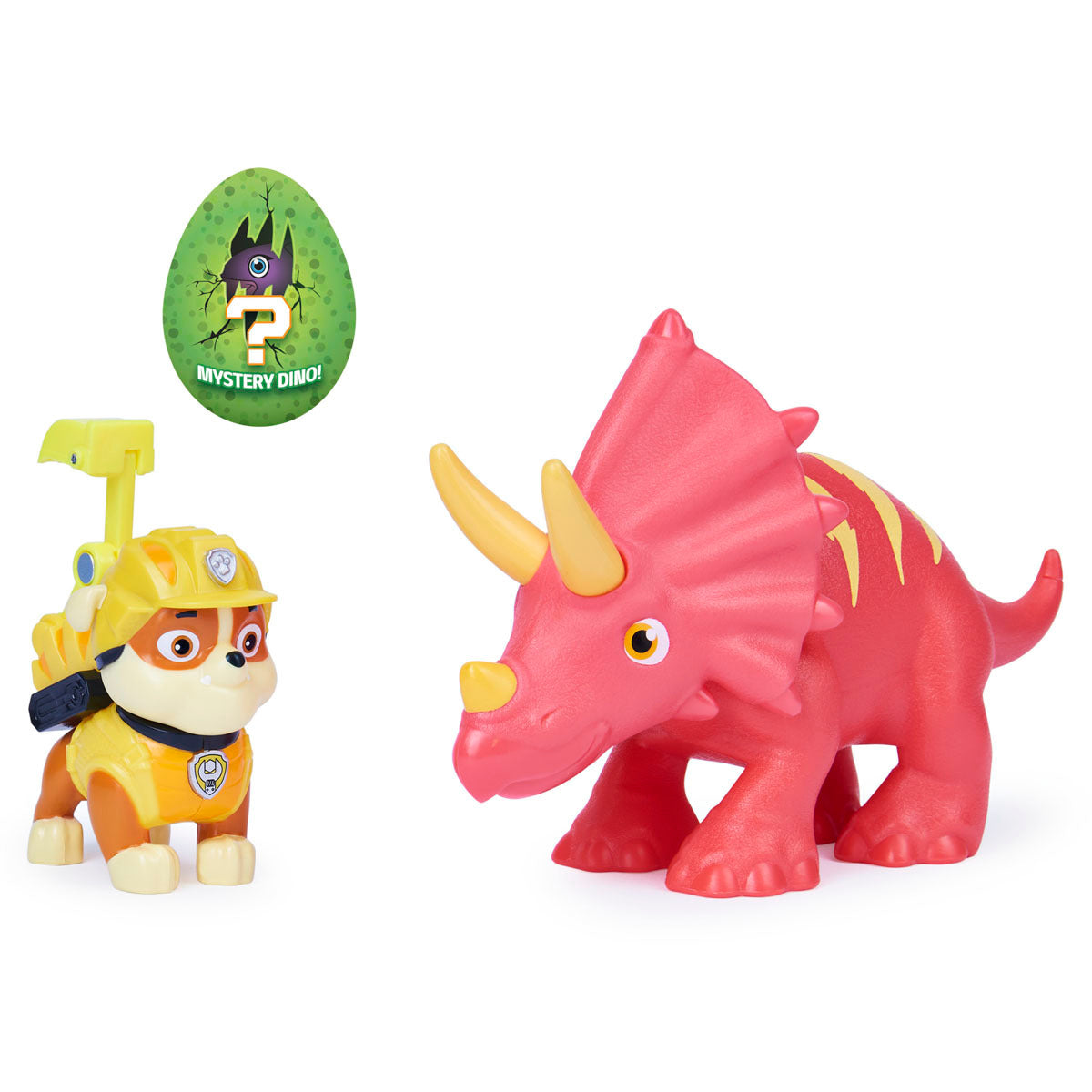 Paw Patrol Dino Rescue Figures and Mystery Dinosaur - Rubble and Triceratops