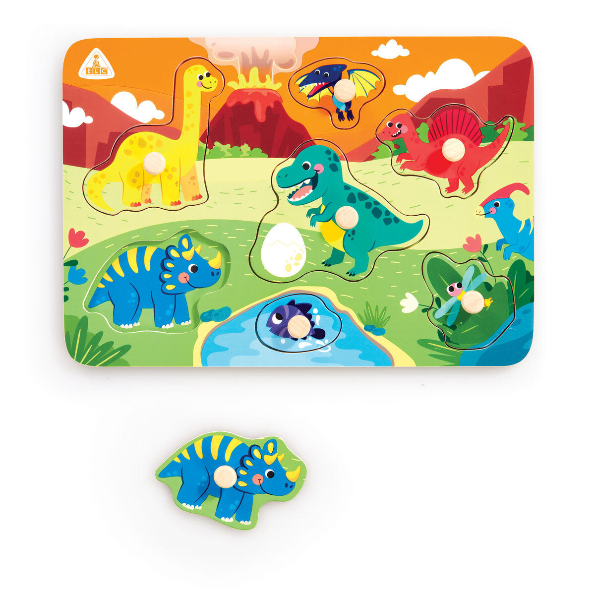 Early Learning Centre Wooden Dinosaur Peg Puzzle – The Entertainer
