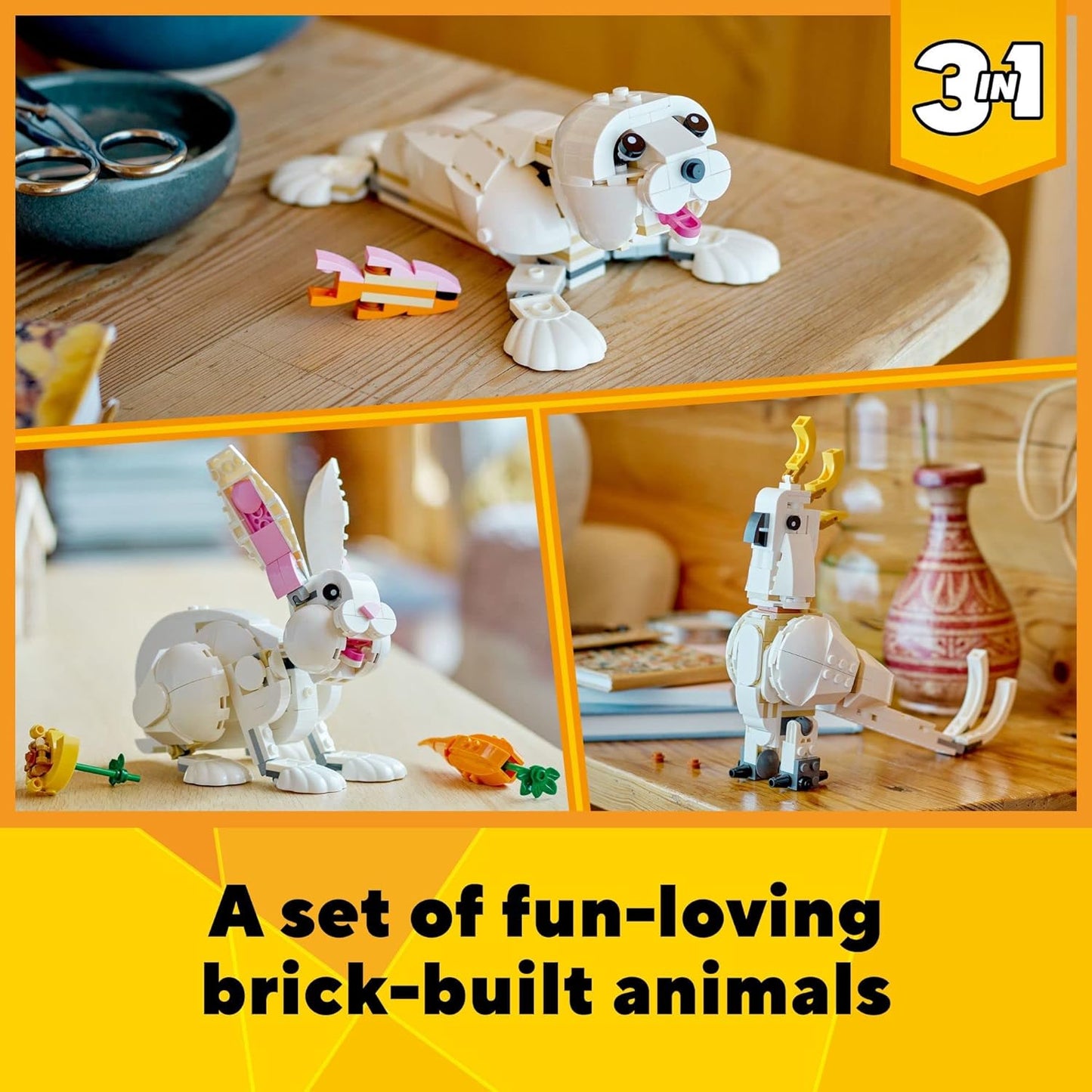 LEGO Creator - 3 in 1 White Rabbit Animal Toy Building Set 31133