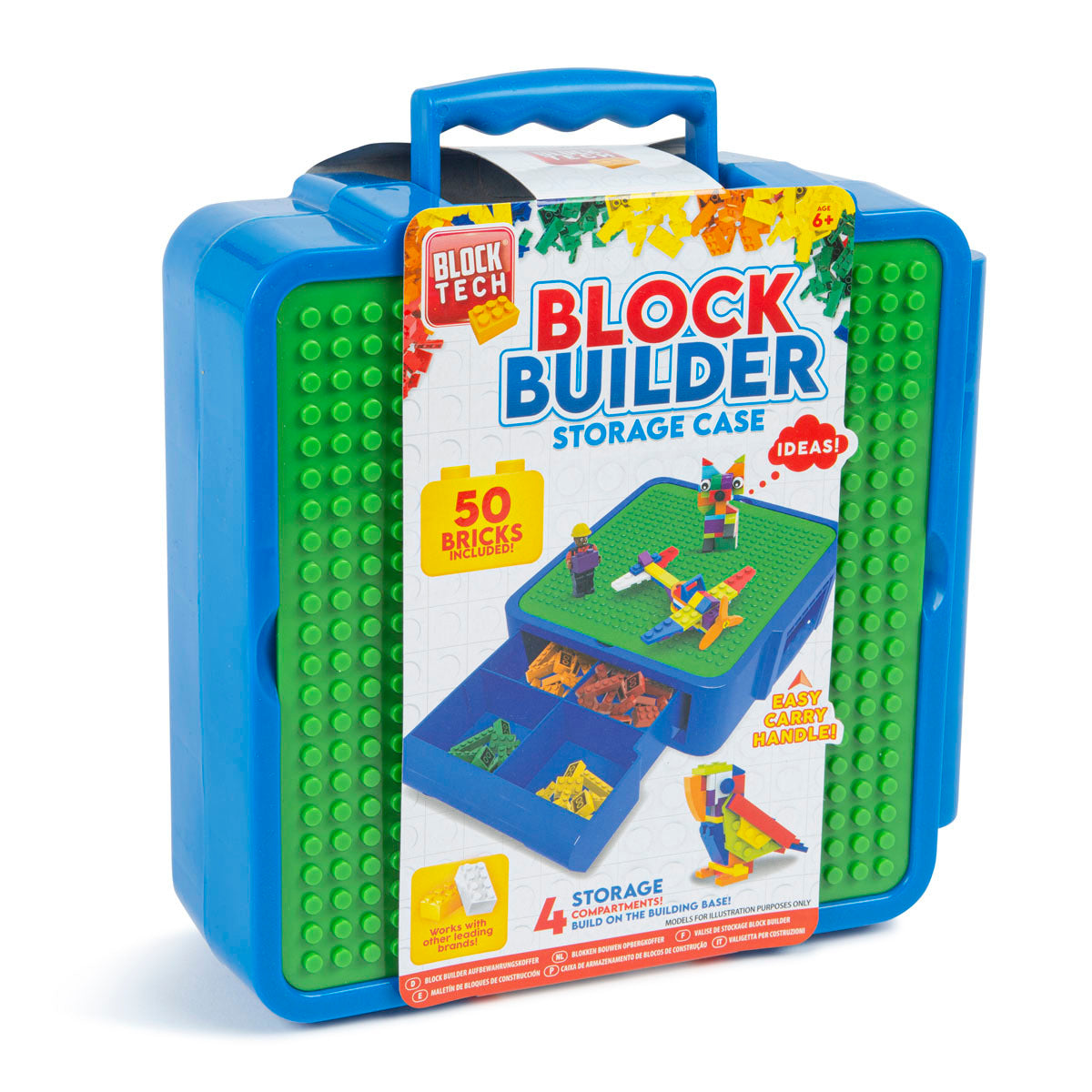 Block Tech 50 Blue Building Blocks with Storage Case