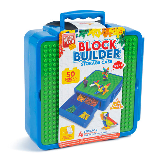 Block Tech 50 Blue Building Blocks with Storage Case