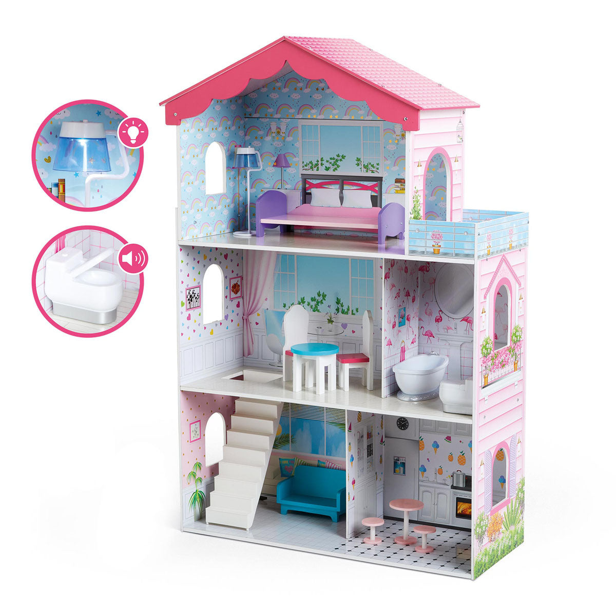 Early Learning Centre Wooden Sparkle Lights Mansion Dolls House