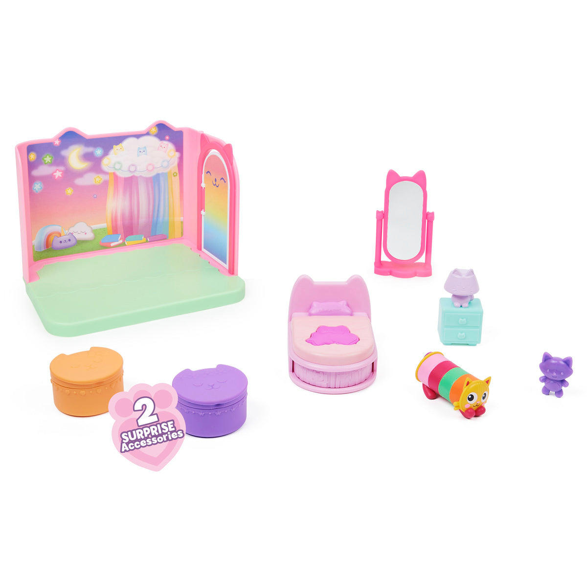 Gabby's Dollhouse Pillow Cat Sweet Dreams Bedroom Playset