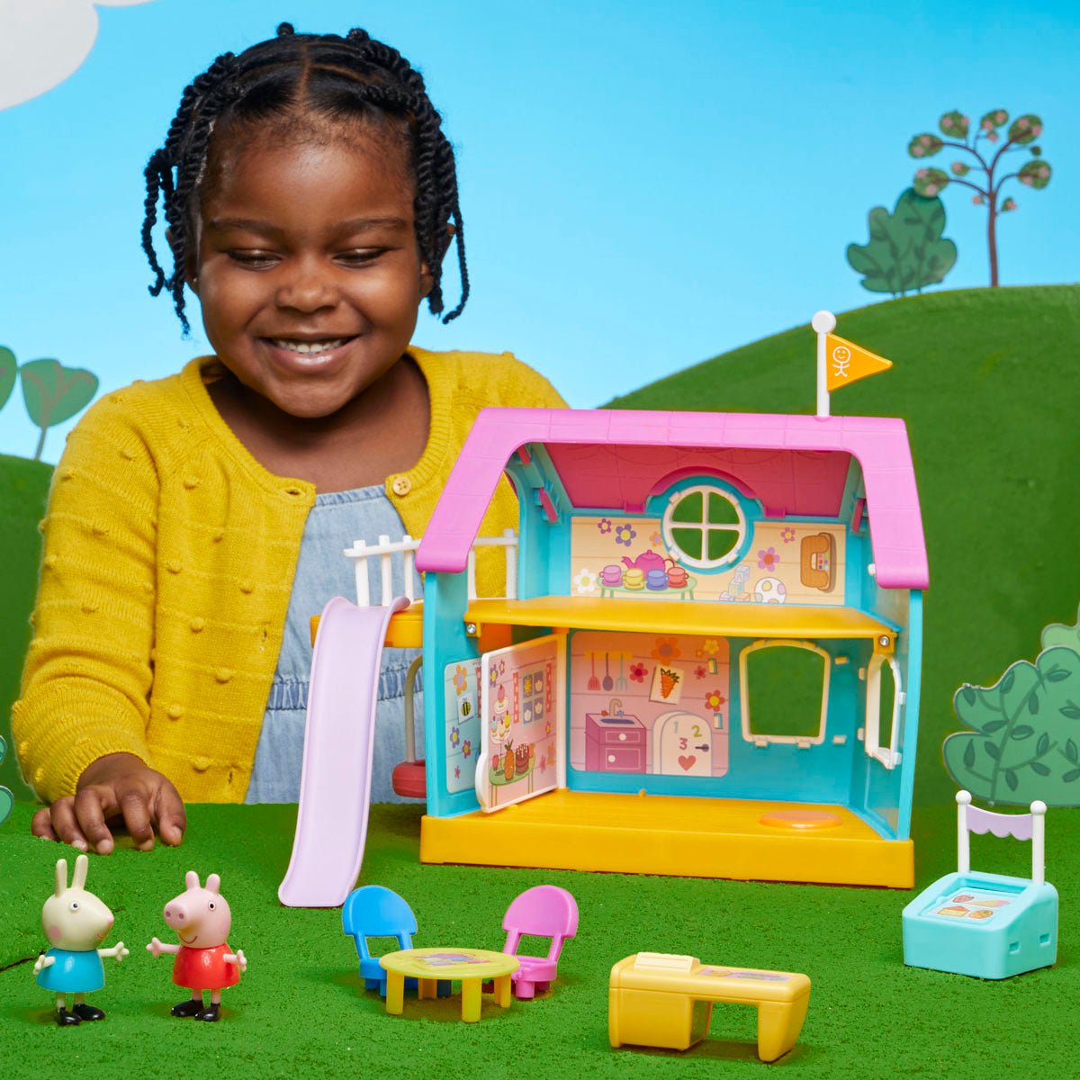 Peppa Pig  Kids-Only Clubhouse Playset with Peppa and Rebecca Rabbit Figures