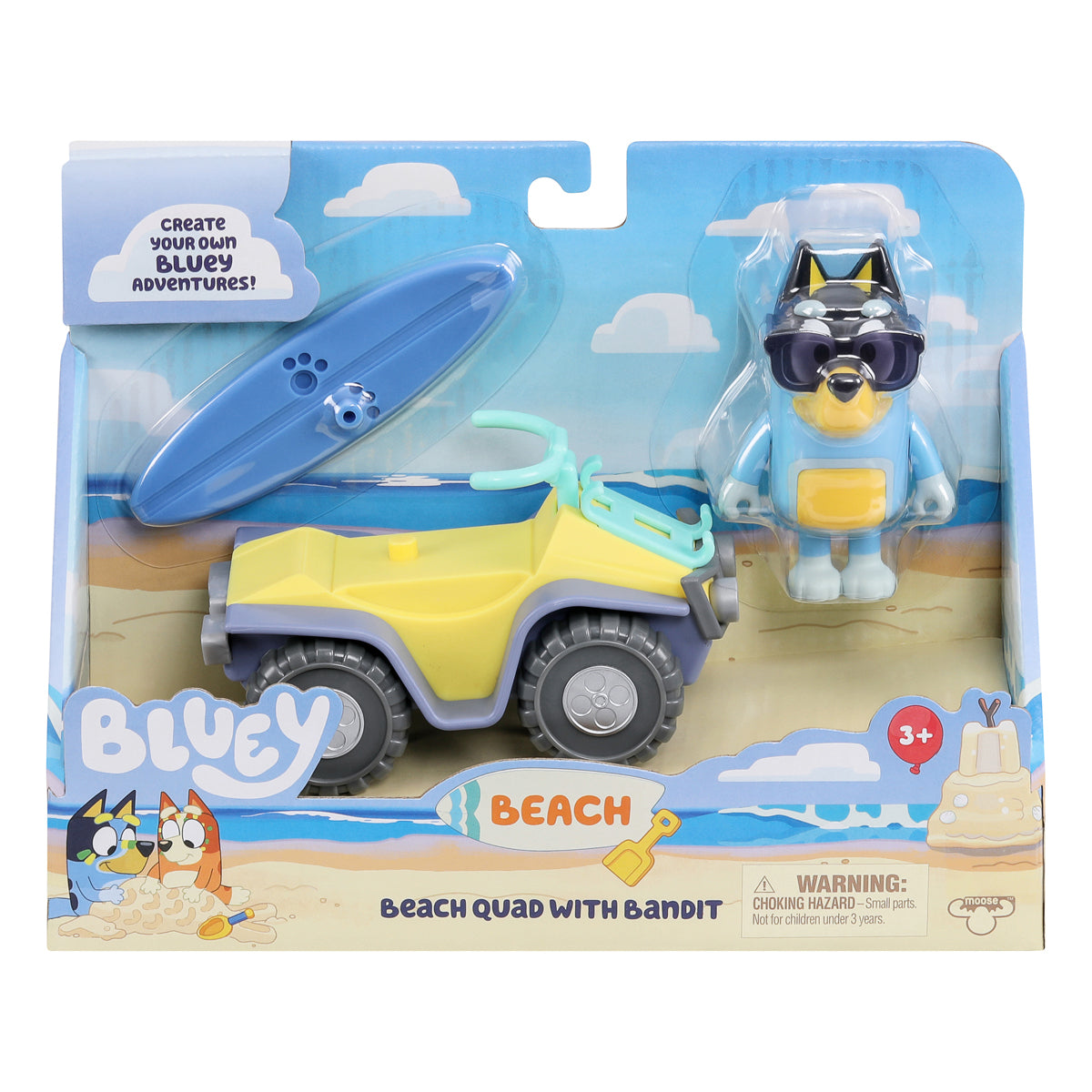Bluey Beach Quad with Bandit Figure Set
