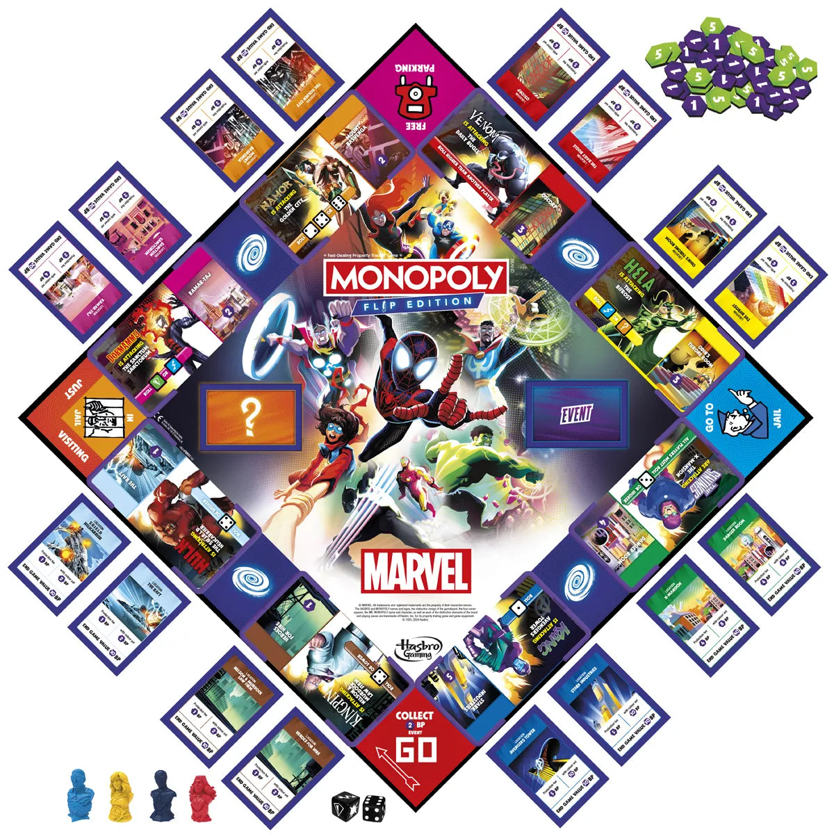 Monopoly Flip Edition Marvel Board Game