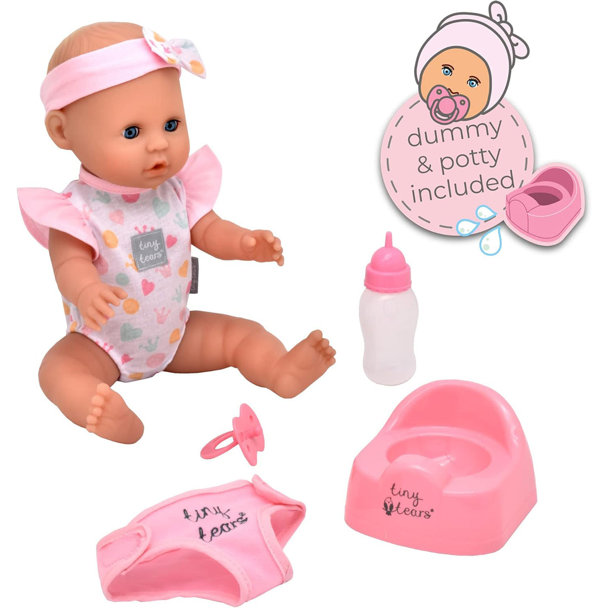 Tiny Tears Classic Drinking, Crying and Wetting 38cm Baby Doll
