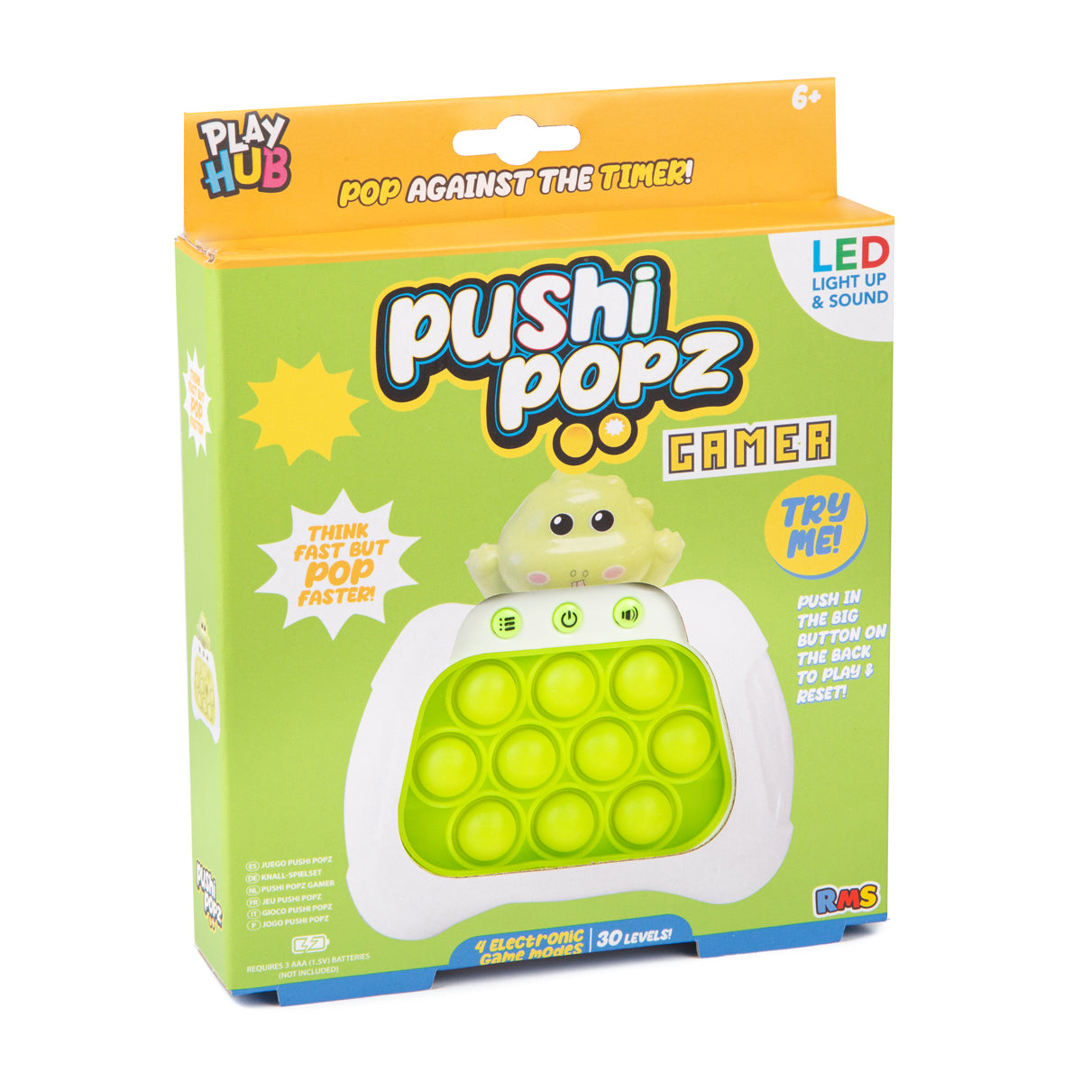 Pushi Popz Dinosaur Gamer LED Light Up Fidget Game
