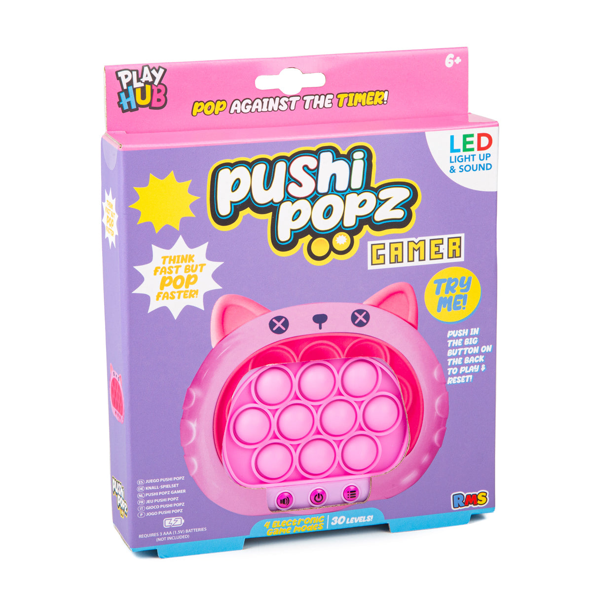 Pushi Popz Cat Gamer LED Light Up Fidget Game