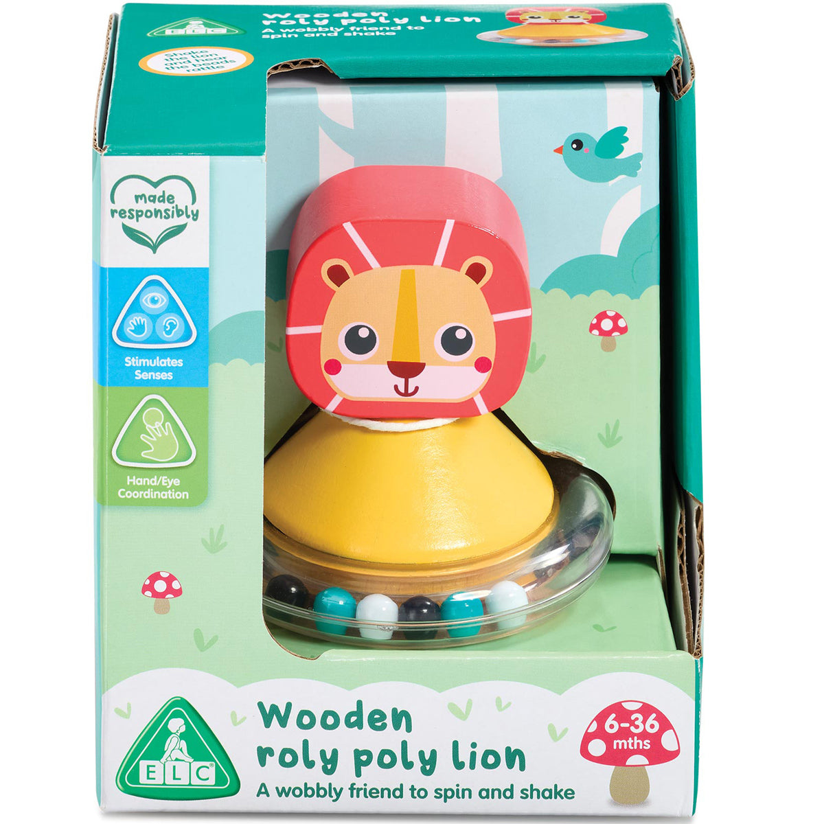 Early Learning Centre Wooden Roly Poly Lion Activity Toy