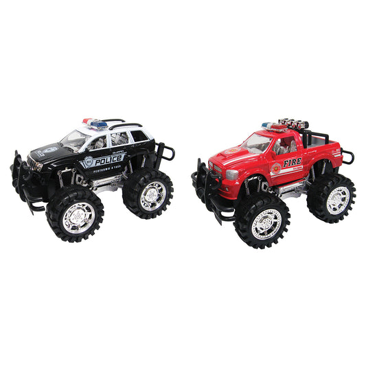 Police and Fire Rescue Trucks Vehicle 2 Pack