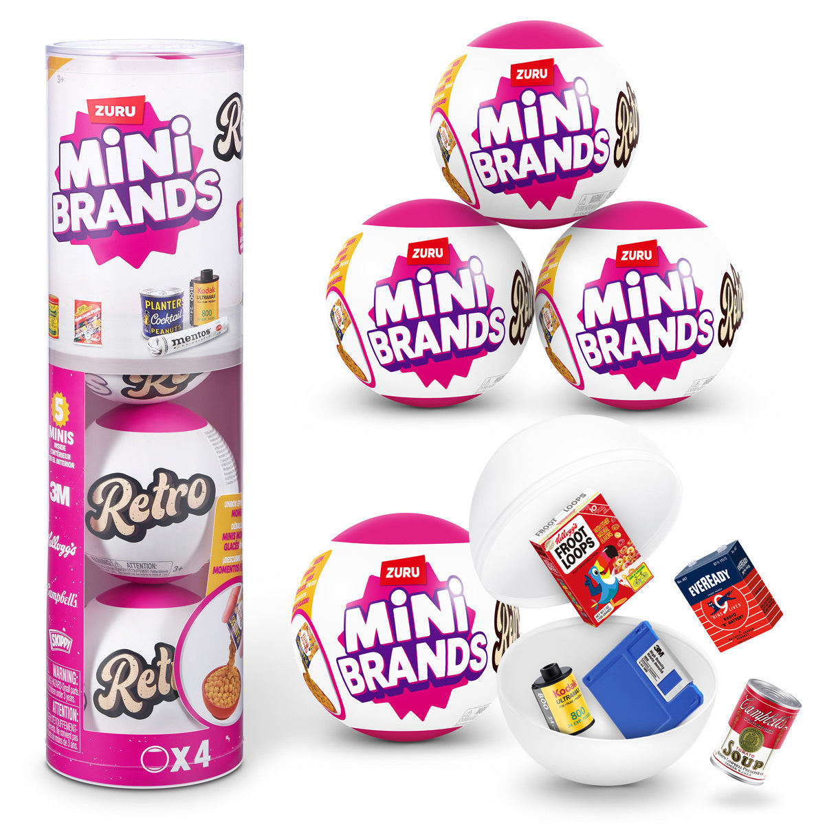Mini Brands Retro Capsule 4 Pack by ZURU (Styles Vary)
