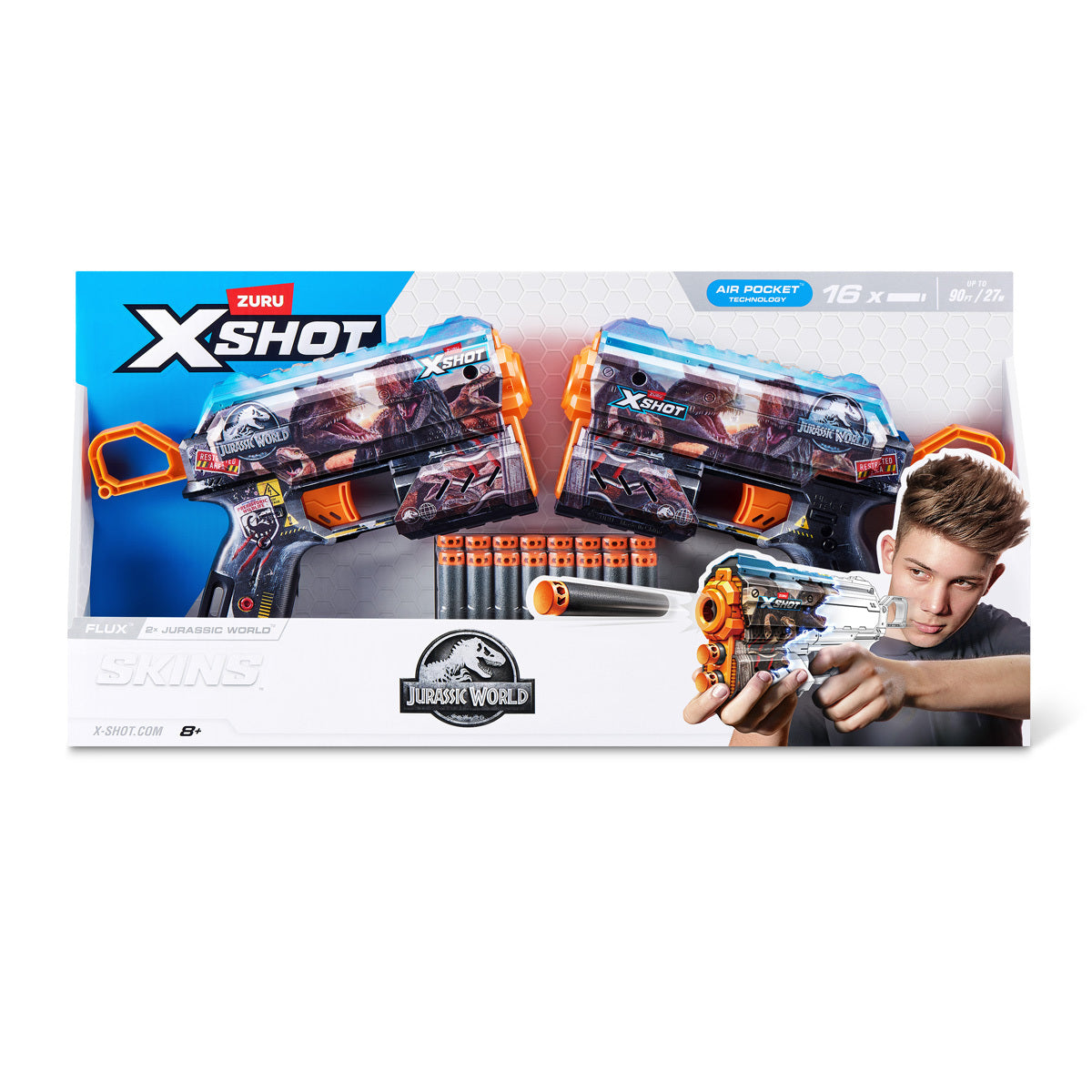 XSHOT Skins Flux Blaster 2 Pack Jurassic World by ZURU