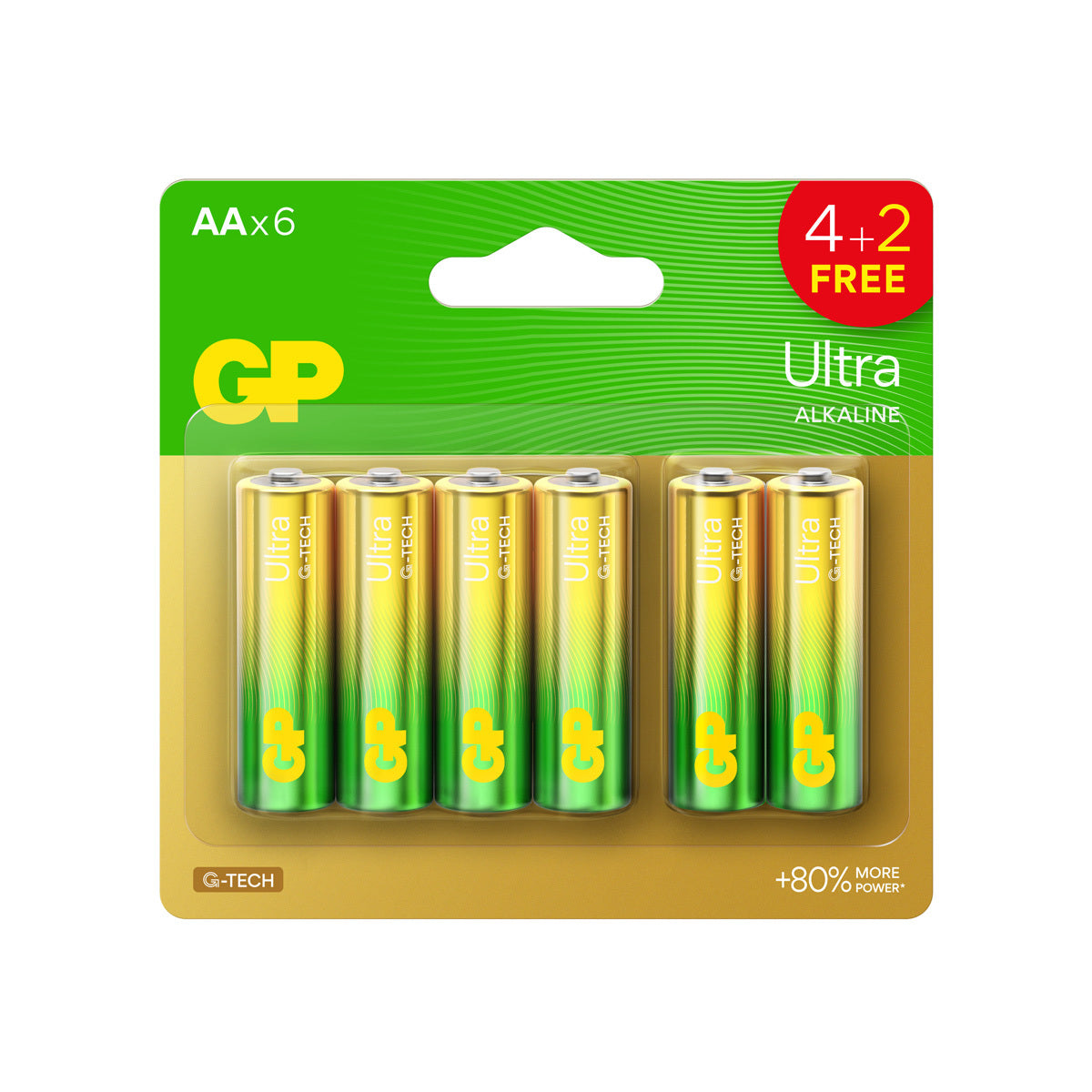 GP Ultra 4 + 2 AA Batteries