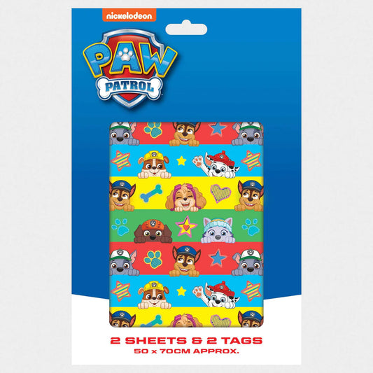 PAW Patrol Gift Wrap And Tags 2 Sheets 2 Tags