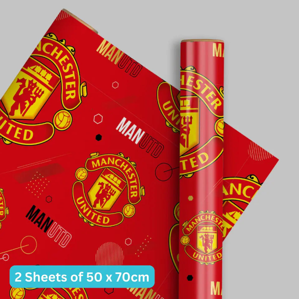 Manchester United FC 2 Sheets & 2 Tags Gift Wrap