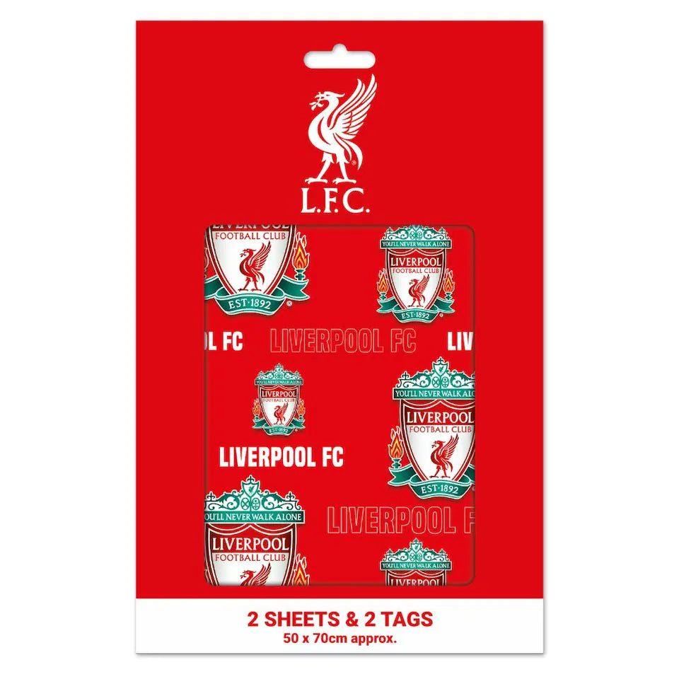 Liverpool FC 2 Sheets & 2 Tags Gift Wrap