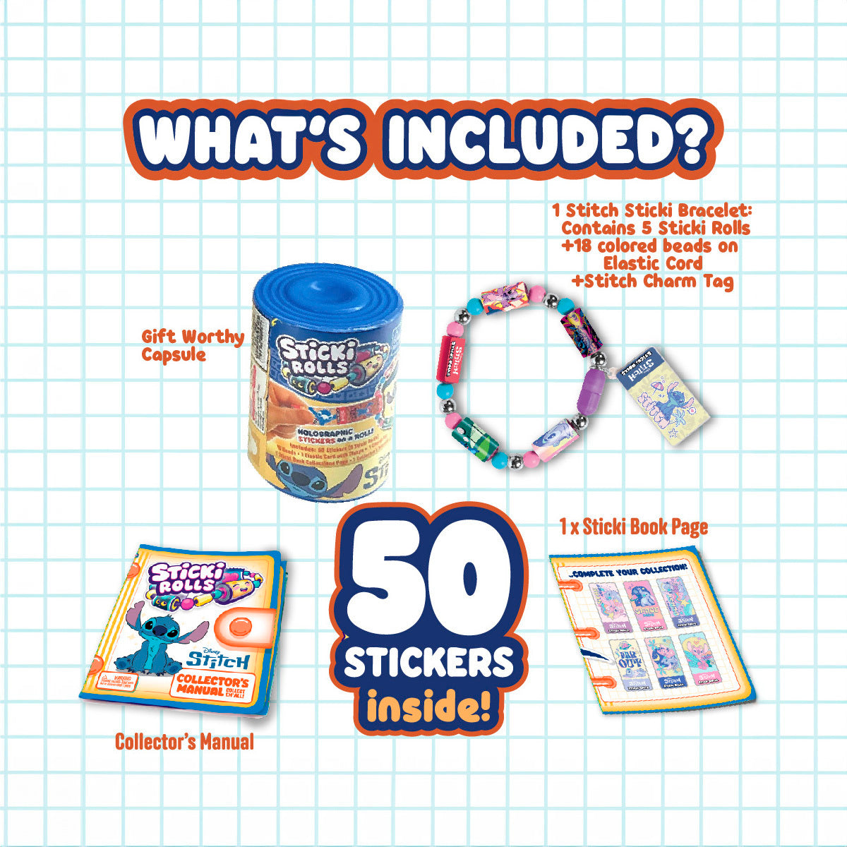 Sticki Rolls Disney Stitch Mystery Capsule Bracelet & Stickers (Styles Vary)