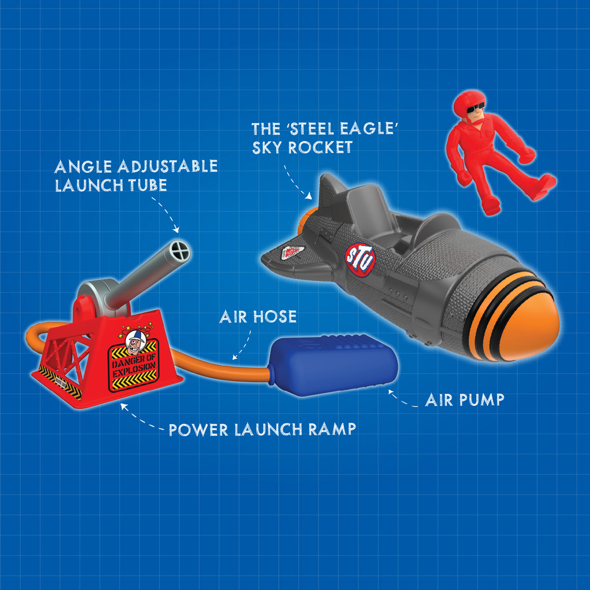 Stuntman Stu Sky Comet Rocket Plane Playset