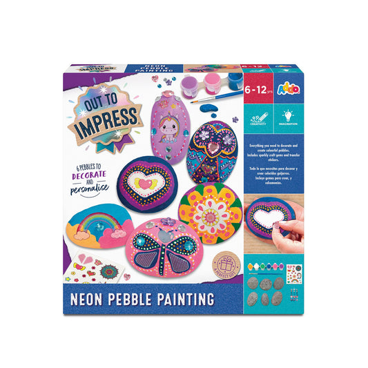 Out to Impress Neon Pebble Painting Craft Set
