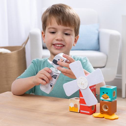 Melissa & Doug Blockables Farm Friends Wooden Block Playset