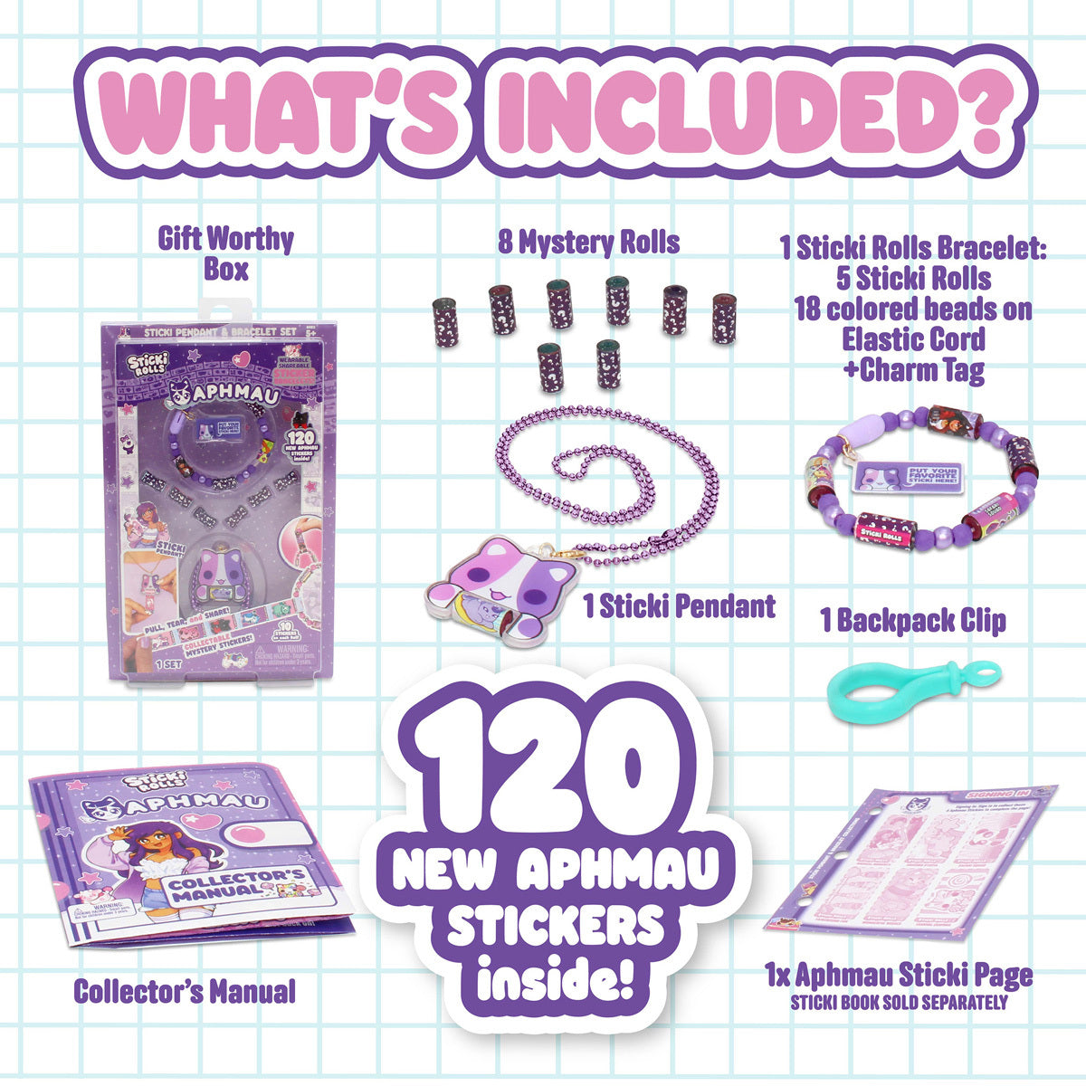 Sticki Rolls Aphmau Pendant and Bracelet Sticker Craft Set