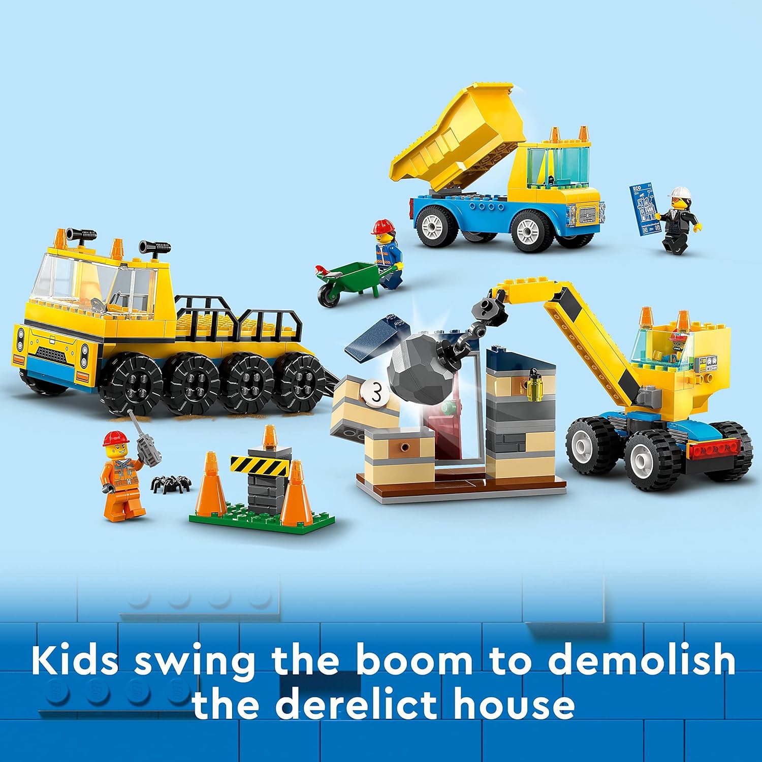 LEGO City Construction Trucks and Wrecking Ball Crane 60391