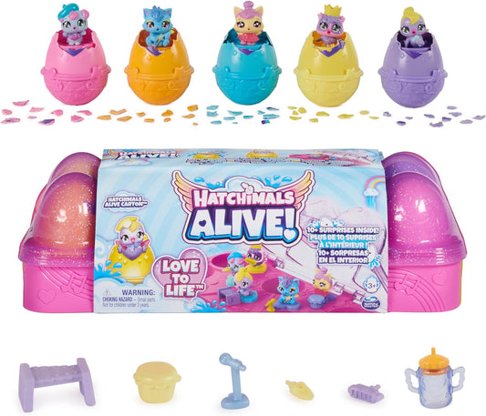 Hatchimals Alive - Egg Carton Toy with 5 Mini Figures in Self-Hatching Eggs