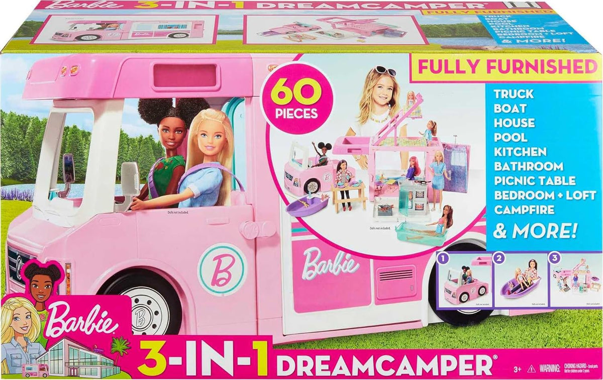 Barbie Camper Playset 3-in-1 Dream Camper with Pool and 50 Accessories